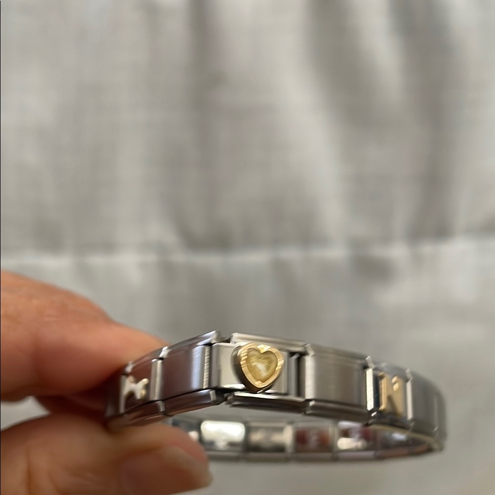 Stainless Steel’s Italian Link Women Bracelet Steel Gold Heart Charm